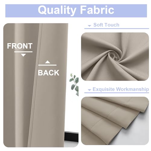 Simplebrand Ava Stone Blackout Curtains for Bedroom 84 Inch Length 2 Panels Set, Solid Thermal Insulated Privacy Living Room Window Treatment Curtains Blackout Drapes, W50 x L84 Inch, Stone