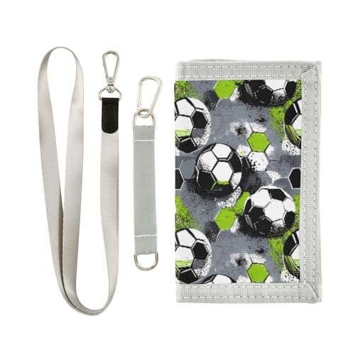 ALAZA Kids Wallets for Boys Girls Toddler Trifold Wallet Children Small Football Grunge with Zipper Coin Pocket
