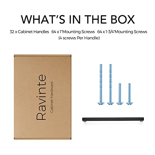 Image of Ravinte 32 Pack 8-4 /5 Inch Square Cabinet Handles Matte Black Pulls Drawer Kitchen Hardware for Cabinets Cupboard