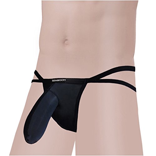 Semboon Men's Ice Silky Penis Sheath G-Strings Pouch Thong Underwear