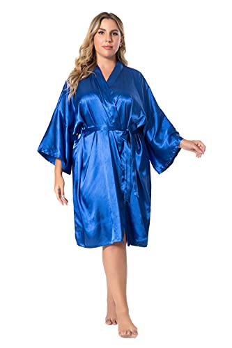Image of EPLAZA Women Silky Satin Robe Wedding Bridal Party Bride Bridesmaid Robes Kimono Loungewear Dressing Gowns