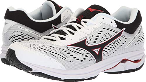 Mizuno Men's Wave Rider 22 Running Shoe, White/red, 10 D US