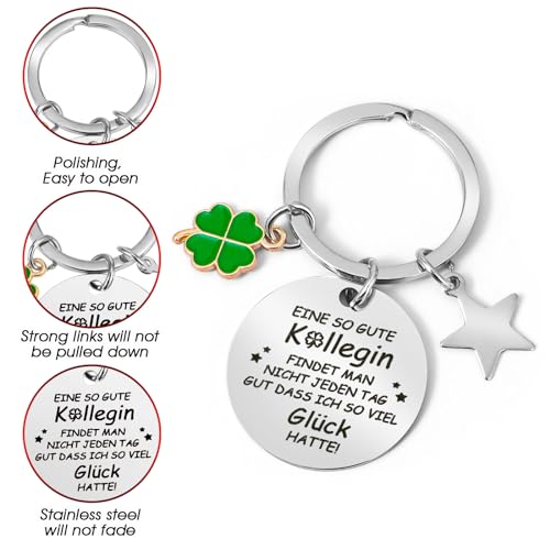 PEOVLVN Edelstahl Schlüsselanhänger für Kollegen - Abschiedsgeschenk, Kollegin Geschenk, Lieblingskollegin, Eine So Gute Kollegin Freundschafts-Glücksbringer