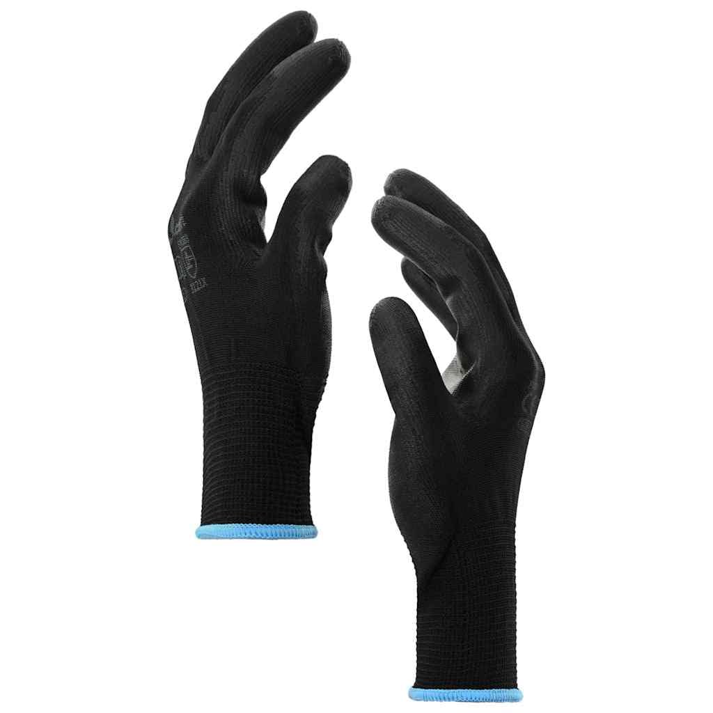 Arbeitshandschuhe Schwarz Größe 9 aus Polyester 24 Paare Schutzhandschuhe für Werkstatt Garten Bau Montage mit atmungsaktivem, rutschfestem, verschleißfestem Material und sicherem Grip