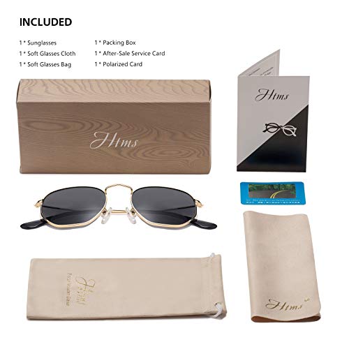 Image of Hipster Hexagonal Polarized Sunglasses Men Women Geometric Square Small Vintage Metal Frame Retro Shade Glasses