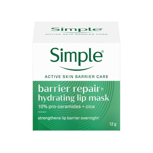 Image of Simple Barrier Repair+ Hydrating Lip Mask, with 10% Pro-Ceramides, Lip Balm, for Dry Sensitive Lips, Fragrance Free, 12g