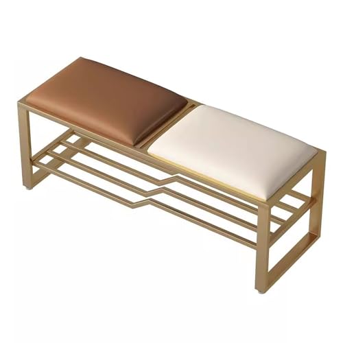 Banc à chaussures doré pour une entrée élégante et organisée