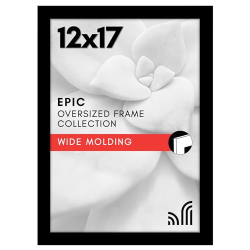 Americanflat 12x17 Picture Frame with Polished Plexiglass - Black Picture Frame - Wide Photo Frames Made of Engineered Wood for Vertical or Horizontal Wall Display - Epic Collection - Black