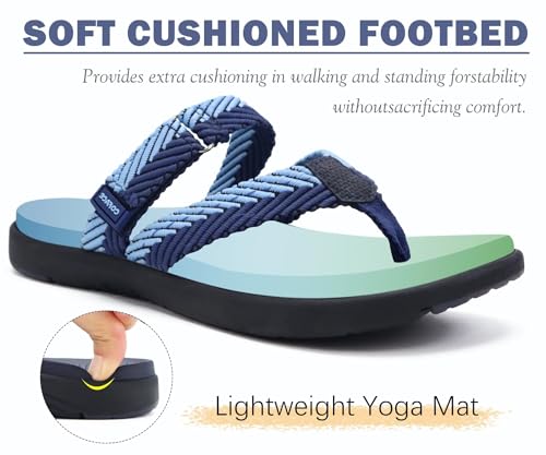 Image of COFACE Womens Trendy Orthotic Flip Flops Lightweight Yoga Mat Thick Cushion Walking Thong Sandals Adjustable Slip On Slippers With Comfortable Plantar Fasciitis Arch Support