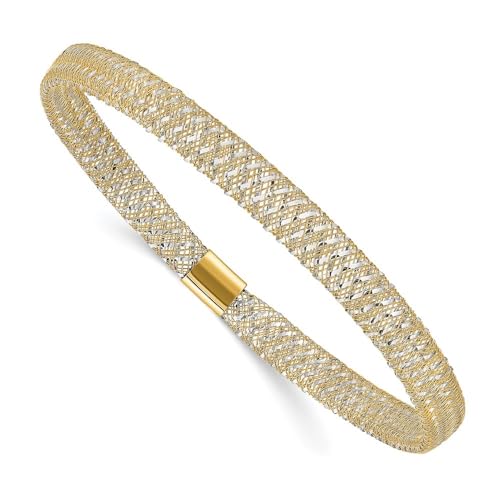 Diamond2Deal 14k Yellow Gold Polished Stretch Bangle Bracelet 7