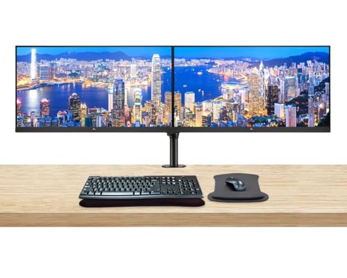 Image of HP EliteDisplay E24q G4 24 Inch QHD IPS LED-Backlit LCD 2-Pack Monitor Bundle with HDMI, Blue Light Filter, Dual Monitor Stand, MK270 Wireless Keyboard and Mouse Combo, Gel Pads