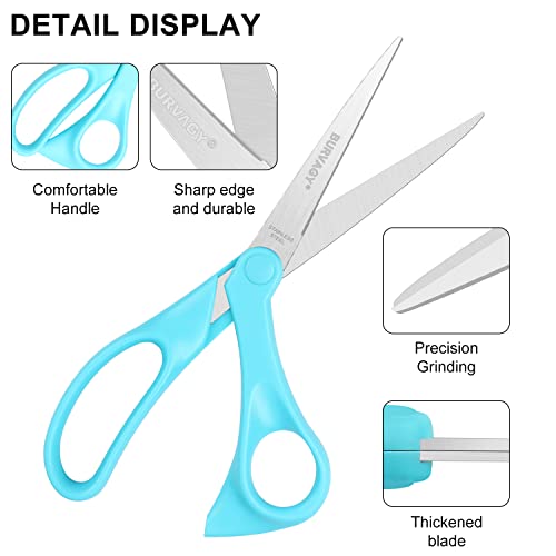 Scissors Set Of 24-Pack, Burvagy 8" Multipurpose Heavy Duty Scissors All Purpose Comfort-Grip Handles Sharp Scissors For Office Home School Craft Sewing Fabric Supplies, Right/Left Handed #TOP2