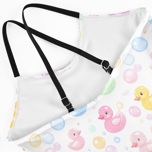 senya Girls Swimsuits One-Piece Swimwear Tie Bathing Suit Beach Summer Round Neck 7-8T Duck Bubble Pattern4