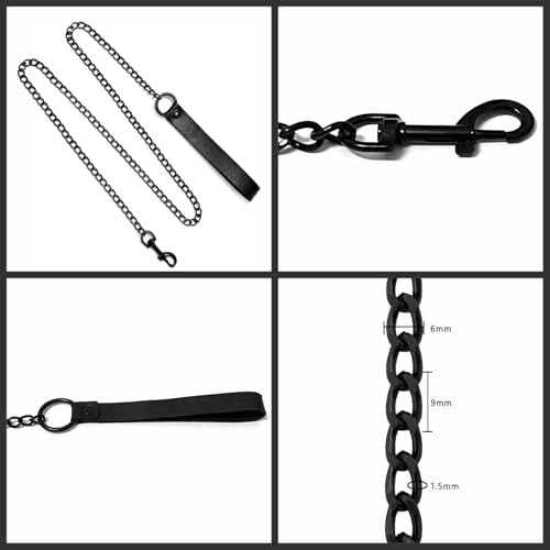 Vintage Love Heart Black Leather Choker Collar Body Chain Belt Set for Emo Gothic Cosplay Gifts 5