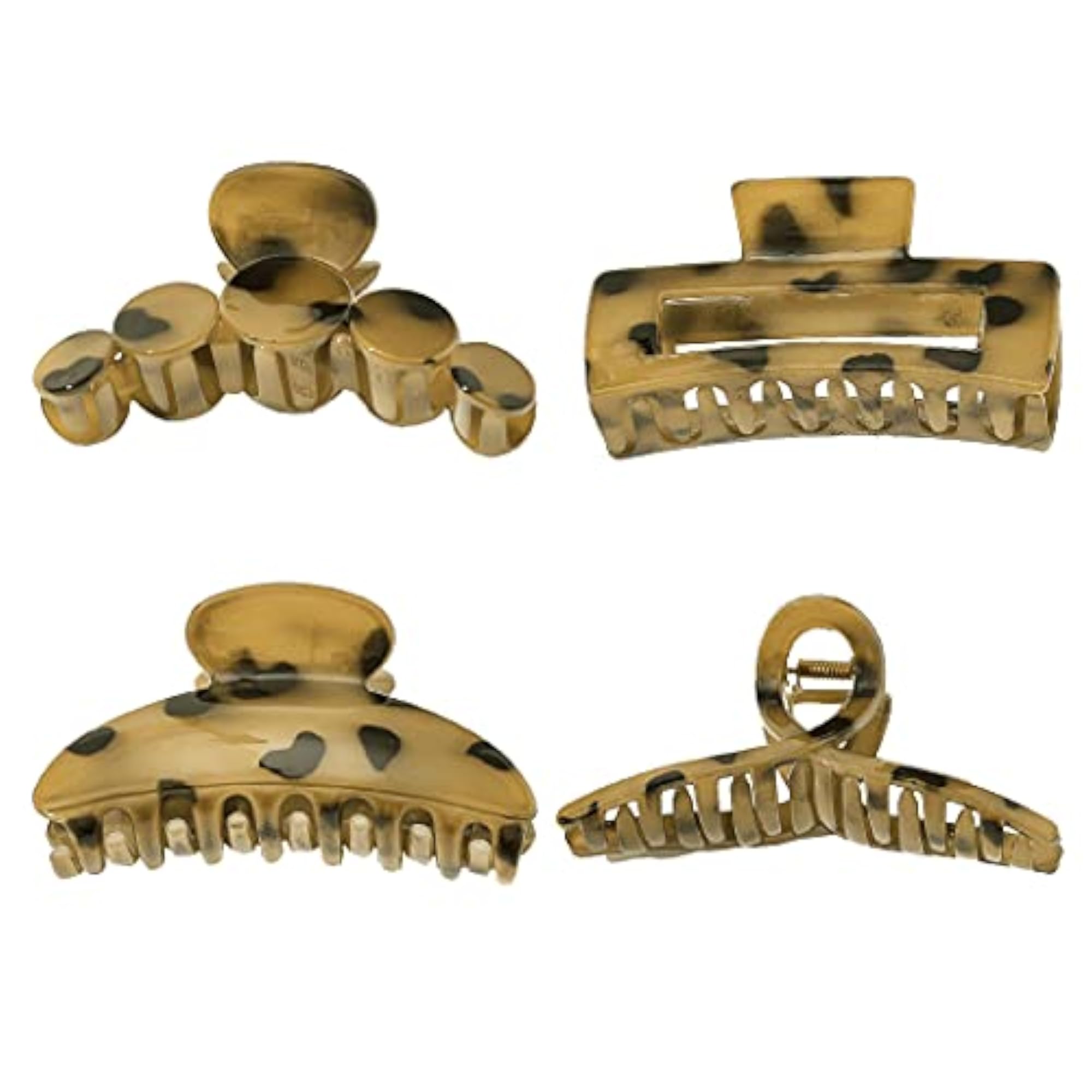 Fashion Hair Claw Clips, Pack of 4 Durable Large Interlocking Teeth