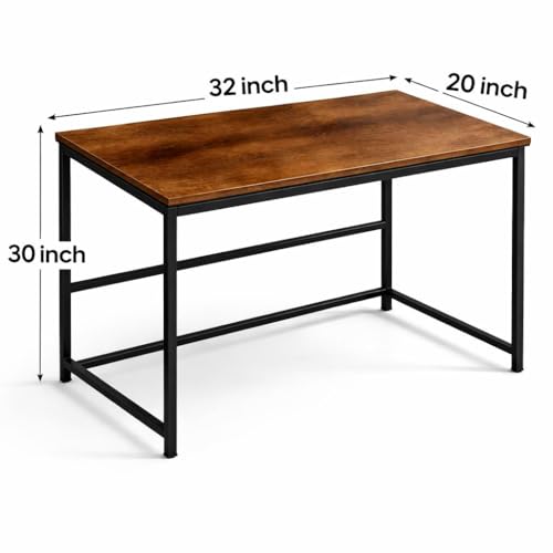 Image of Portable Wood & Metal Computer Desk | Modern Writing Table | Stylish Multipurpose Study Table Best for Home, School, Office Work & More | Ideal for Kids & Adults (Premium Brown)