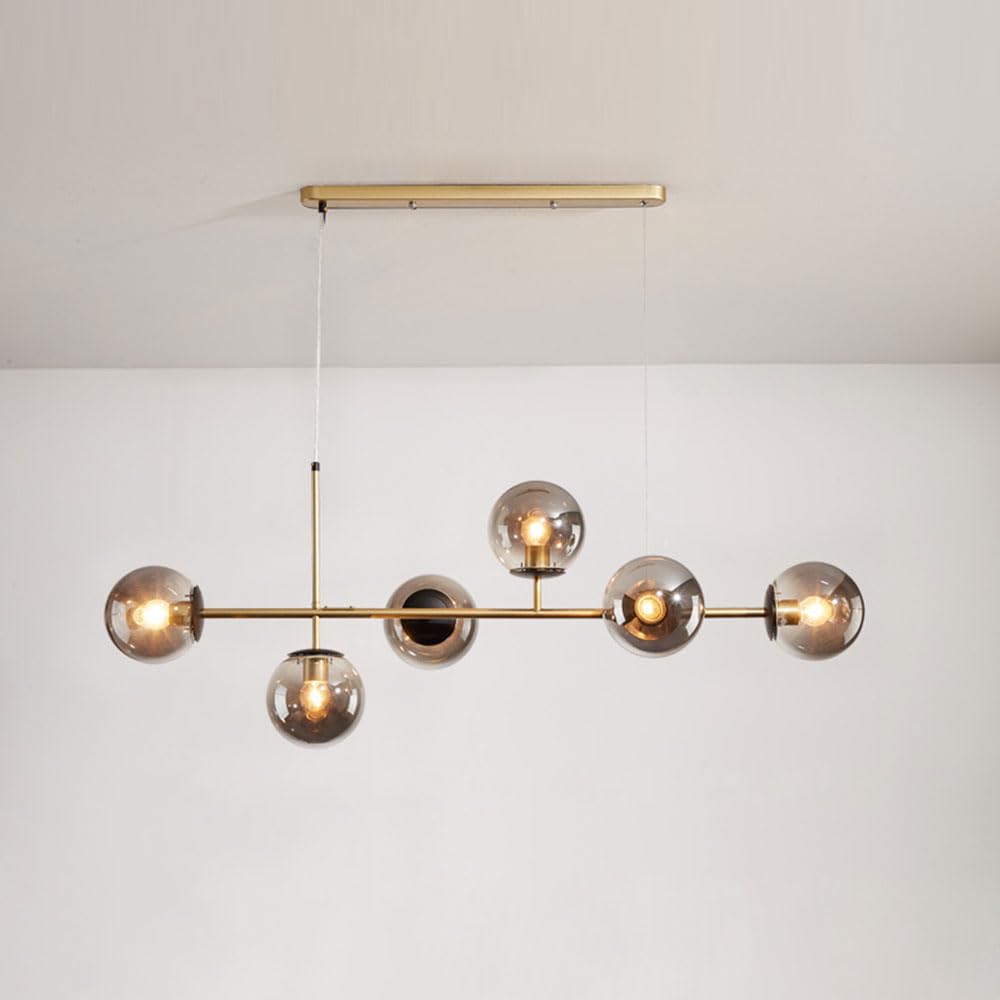 KXEcoLife Ceiling Pendant Light Fixture 6 Lights Modern Glass Hanging Lamp Nordic E27 Adjustable Chandelier with Globe lampshade Lighting for Living Room Bedroom Kitchen