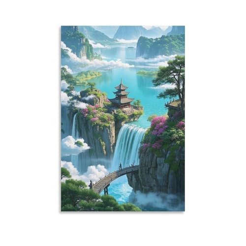 Paysage Vintage Peinture Décorative Idéale pour Bureaux et Restaurants 40x60cm