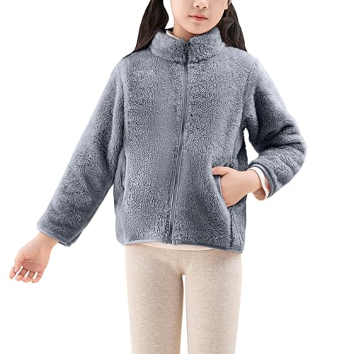 Chaqueta de felpa para niños con cuello alto, monocolor, manga larga, chaqueta de forro polar, cómoda y suave, protección contra el pelo, abrigo de invierno ligero, elegante chaqueta para exteriores