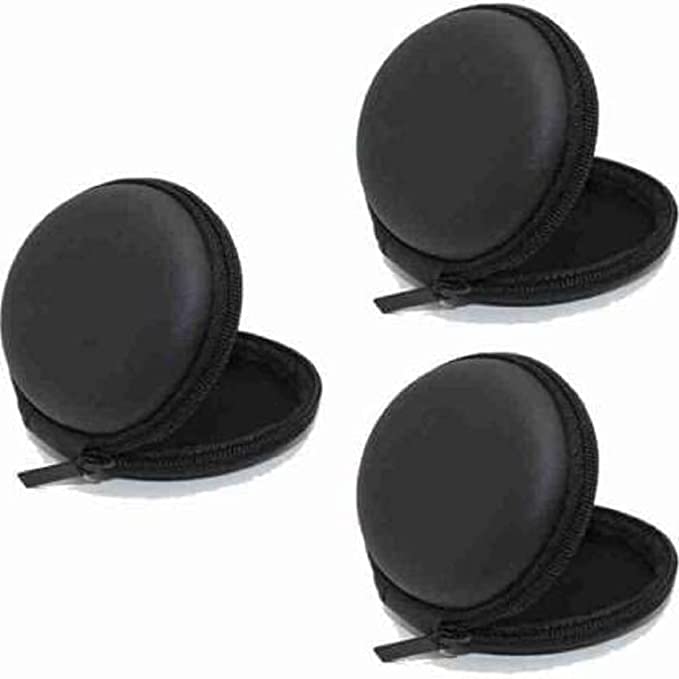 Earphone Case Pouch Multipurpose Cover/Carrying Case for Earphones, Headset, Pen Drives, SD Cards, All Mobile Accessories (Black, Pack of 3)