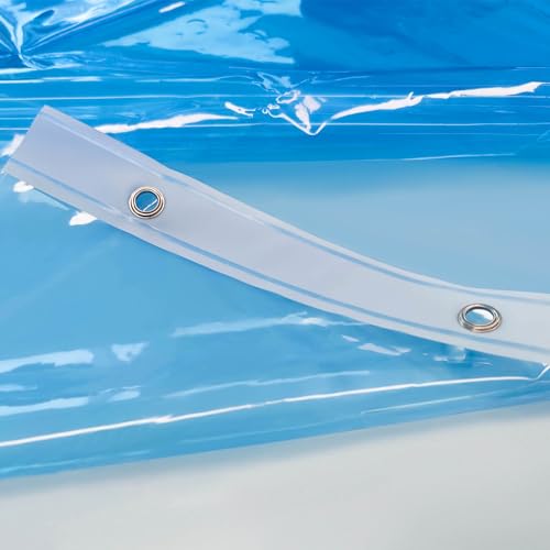 Image of Barossa Design Clear Blue Stall Shower Curtain Liner with 3 Magnets - 36 inch x 72 inch Waterproof PEVA Plastic Narrow Shower Liner Lightweight for Small Bathroom, Metal Grommets - Clear Blue