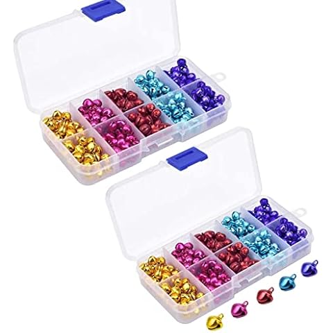 600 Pieces Mini Bells Christmas Festival Decoration Small Colorful Jingle Bells for Festival Craft Bells for Cat Ornament Supplies Mini DIY for Cat Bells Making Tree Decoration Holiday Party Charms Cover