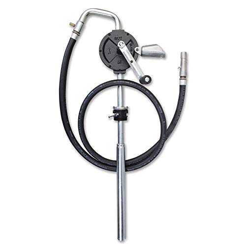 Groz Heavy Duty 10 GPM Rotary Vane Manual Fuel Transfer Pump for Extreme Weather Conditions | 8-Ft Anti-Static Hose, Non-Sparking Nozzle, Holder, Vacuum Breaker & Flame Arrestor | FM Approved #44082