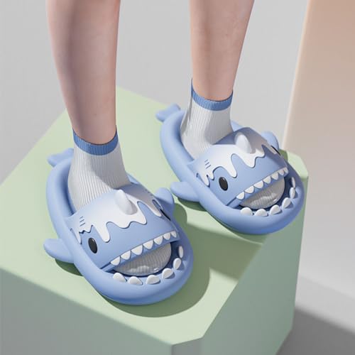 Generic Shark Slides Ice Cream Cone, Cute Cartoon 3D Cloud Shark House Slippers Shoes Sandals For Women Men3