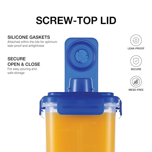 LocknLock Aqua Fridge Door Water Jug with Handle BPA Free Plastic Pitcher with Screw Top Lid Perfect for Making Teas and Juices, 1 Gallon, Blue - Thumbnail 5