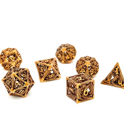 Image of DND Dice Set Metal Dice Dungeons and Dragons Dice Gift Polyhedral Dice Set Role Playing Dice D20 Hollow Polyhedral Dices Sets for Dungeons and Dragons RPG MTG Table Games