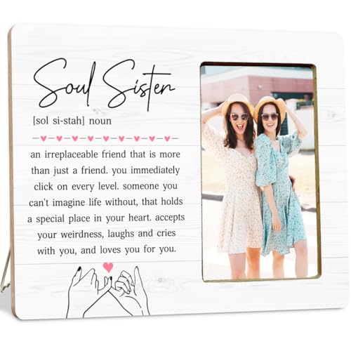 LUERHUI Soul Sister Gifts Picture Frame for BBF Friends Bestie Long Distance Friendship Wooden Picture Frames