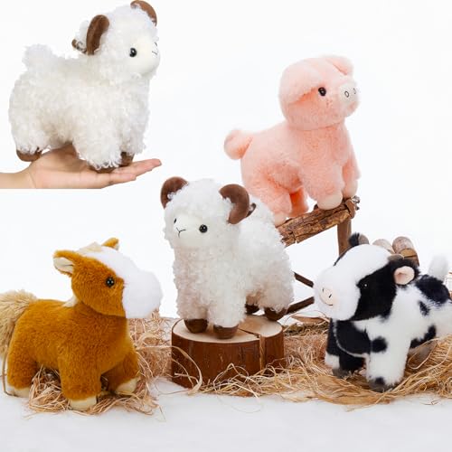 MaoGoLan 4 Pack Farm Stuffed Animals Bulk Party Favors for Kids, 8 inch Plush Cow & Sheep & Pig & Horse - Gifts for Toddlers Girls Boys Christmas...