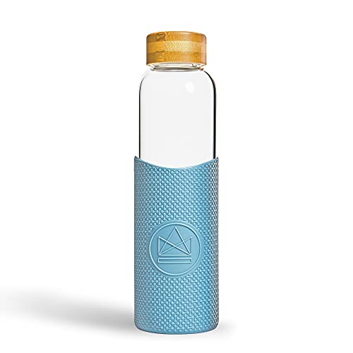 Neon Kactus Glass Water Bottle, Pastel Blue, 550 ml