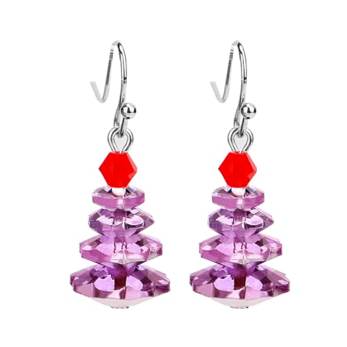 Crystal Spiral Christmas Tree Dangle Drop Earrings - Multi Layered Crystal - New Year & Christmas Jewelry Gift for Women & Teen Girls