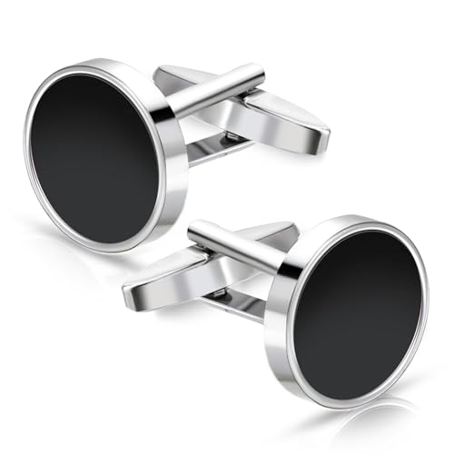 Ouligay Manschettenknöpfe Herren Manchettenknoepfe Schwarz Cufflinks for Men Schwarze Hochzeit Klassische Manschettenknöpfe Hochzeit Tanzparty Business