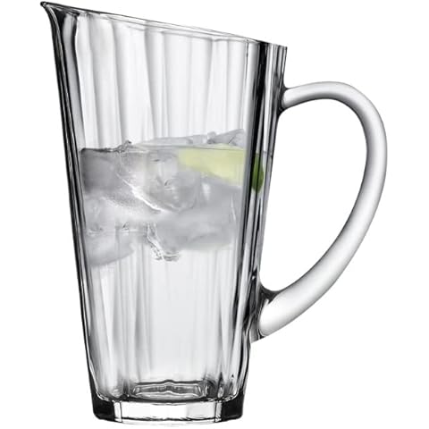 Nude Hemingway 33.75 Oz Water Glass Jug, Beverage Pitcher Carafe, | Lead-Free Crystal| Juice Container for Brunch, Cold Water, Juice, Iced Tea, Lemonade Cover