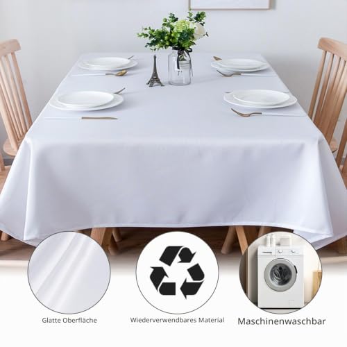 Kapwall Tischdecke Outdoor Abwaschbar 137x200 Weiß Gartentischdecke Tischdecken Table Cloth für Outdoor, Garten, Hochzeit, – Ansicht 5