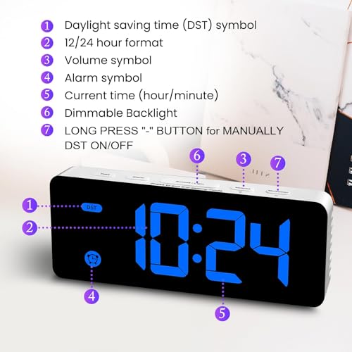 Image of HODIK Alarm Clock for Bedrooms, Kids Small Digital Clock, 4 Dimmable Backlight, 3 Adjustable Volumes with Snooze (B02)