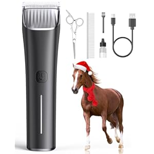 oneisall Horse Clippers,Low Noise Horse Trimmer Shaver Kit for Matted Long Hair,2 Speed Cordless Grooming Clippers for Horse