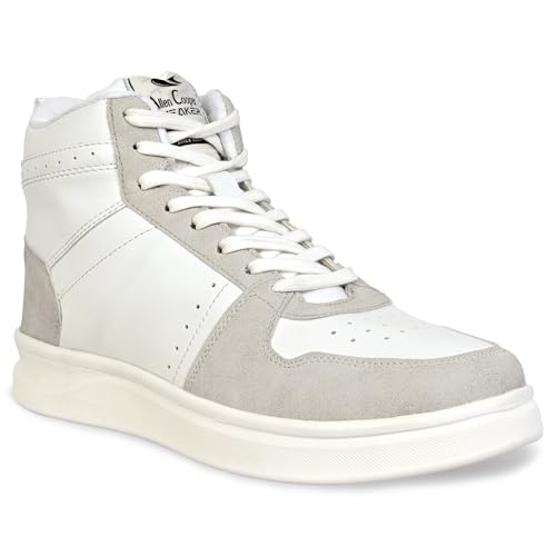 Image of Allen Cooper Men's High-Top Sports Sneakers | Lightweight Training & Casual Shoes | Non-Slip Gum Sole, Breathable Comfort, Stylish Orange Stripes | Ideal for Gym, Running