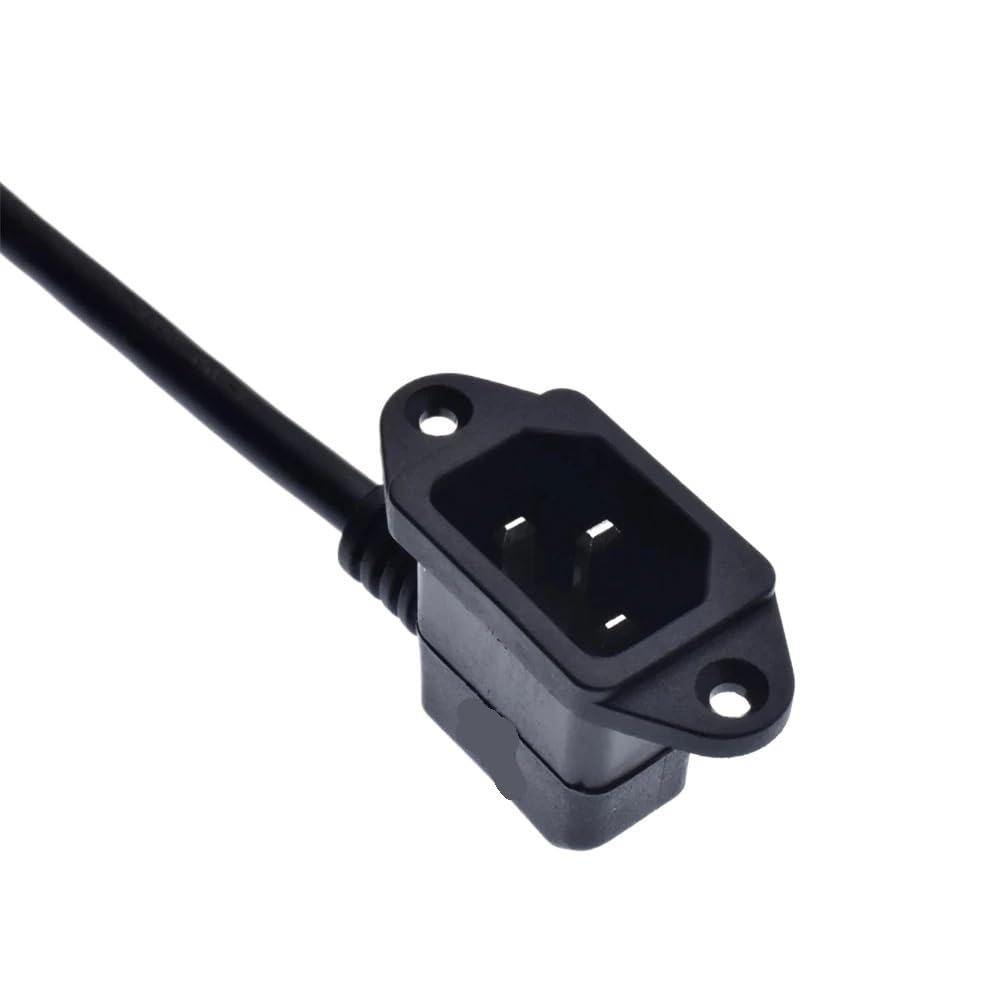 Hongpan Przedłużacz IEC320 C14 do C13, C14 z otworami do śrub kątowych i C13 lewy kąt krótki, długość 30 cm/60 cm
