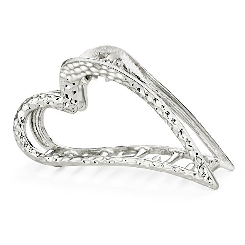 Cottvott Women Metal Hair Claw Clips Elegant Hollow Heart Large Size 2 Colors Gold Silver (Silver)