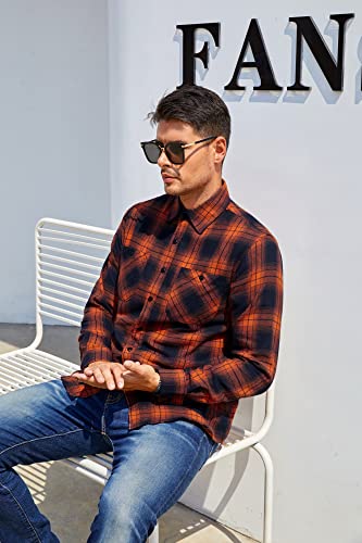 Alex Vando Mens Button Down Shirts Regular Fit Long Sleeve Casual Plaid Flannel Shirt