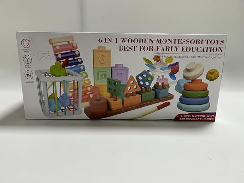 Aliex 6 in 1 Baby Toys, Montessori Stacking Toys for Babies Boys Girls