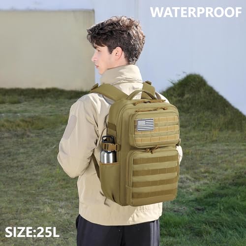 Image of Wotony Military Tactical Backpack for Men Waterproof Daypack 3 Day Assault Pack Molle Bag with Water Bottle Holder