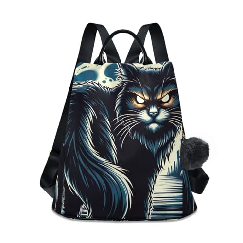 Sac à dos femme motif chat sécurisé contre le vol pour le voyage