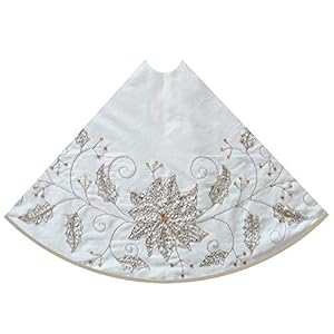 Kurt Adler 54-Inch Ivory Holly Tree Skirt Kurt Adler 54 Inch Ivory Holly Tree Skirt