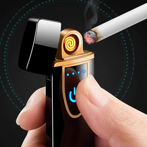 Isqueiro Elétrico Recarregável USB Touch Sem Chama à Prova de Vento - Preto