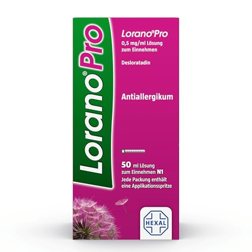 Lorano®Pro 0,5 mg/ml Lösung | 50ml | Wirkt schnell nach ca. 30-60 Minuten | Gegen Allergiesymptome an Nase, Auge und Haut | mit Dosierspritze zur leichteren Einnahme