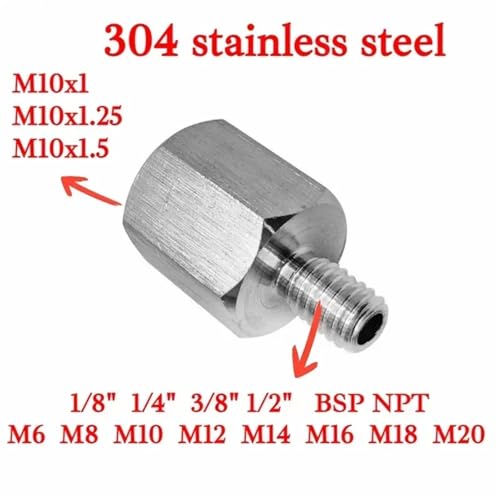 Adaptador NPT de alta presión de acero inoxidable con reducción hexagonal M12 M5 6